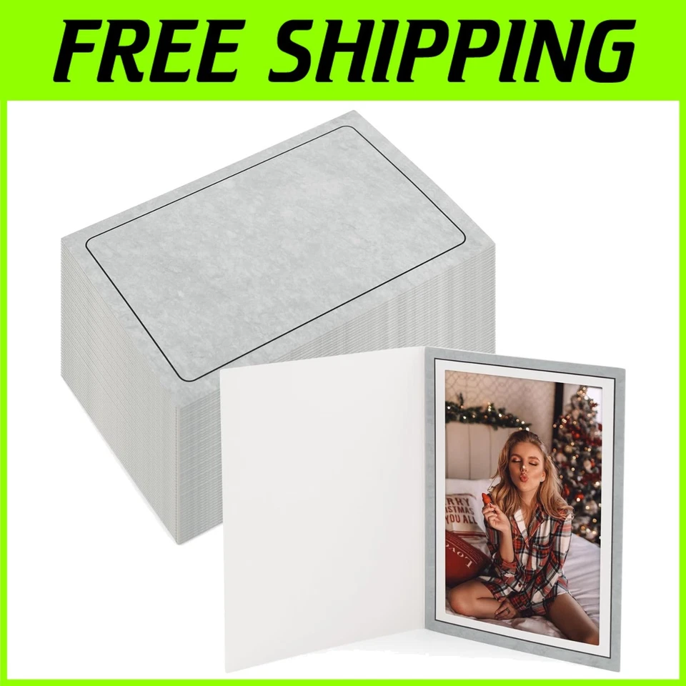 Paquete de 100 tarjetas fotográficas en blanco, marco gris para eventos especiales Foto 1 de 4