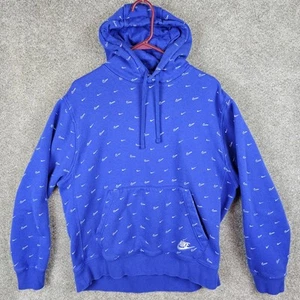Nike Royal Blue Swoosh All Over Design Hoodie Men’s Large - Picture 1 of 9