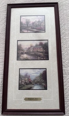 Thomas Kinkade LAMPLIGHT  LANE 3 Prints Framed 1998 Accent Print  COA  Matted - Image 1 of 4