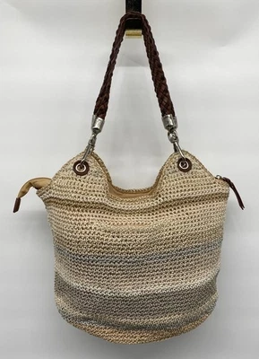 Bolso Hobo The Ask Indio Crochet Rayas Arena Hombro Tono Plateado Asas Dobles  Foto 1 de 4