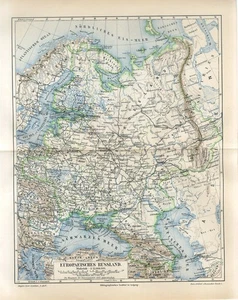 1899 EUROPEAN RUSSIA BELARUS UKRAINE CAUCASUS CRIMEA POLAND LITHUANIA Map dated - Picture 1 of 1