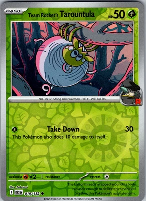 Team Rocket’s Tarountula Reverse Holo 019/182 SV10: Destined Rivals Common - NM - Image 1 of 2