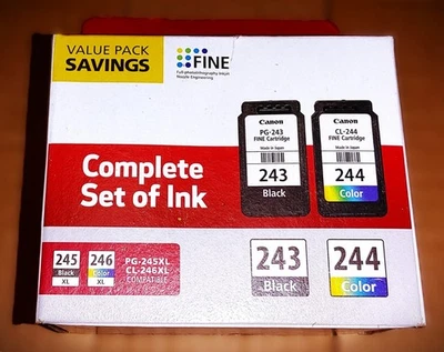 Lote genuino de 2 tintas Canon #243/#244 1287C007 1287C006 negras/CMY (papel fotográfico) Foto 1 de 4