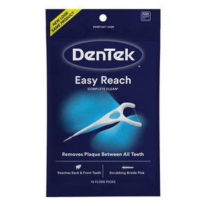 DenTek Complete Clean Easy Reach Floss Picks, No Break & No Shred Floss, 75 Coun - Picture 1 of 7