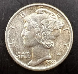 1934 10C Silver Mercury Dime BU - 25167 - Picture 1 of 2