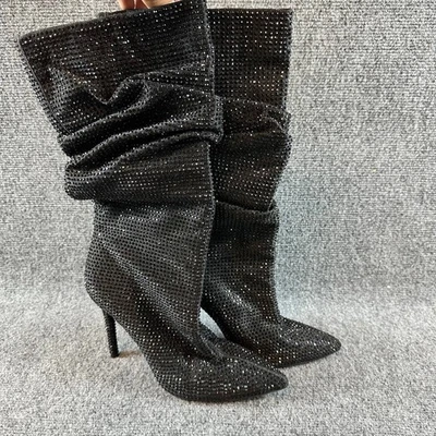 Jessica Simpson Botas Negras Estrás Inclinadas Tacón Hasta la Rodilla Mujer 8.5M 38.5 Foto 1 de 4