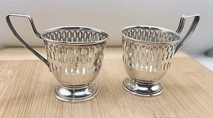 Set Of 2 Vintage Sterling Silver cup holders Miniature 1.75" Tall 28 Grams Total - Picture 1 of 10