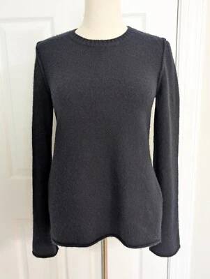 James Perse Sweater Women's 2 Navy Blue Cashmere Crew Neck Minimalist Pockets - Image 1 of 4