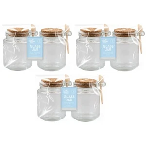 6 Stück Gläser Luftdicht Korkdeckel, Holzlöffel 250 ml Aufbewahrung Kräuter Gewürze Küche - Bild 1 von 2