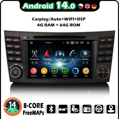 7"Android 14 Autoradio 64GB Navi DVD Carplay GPS Mercedes E/CLS-Klasse W211 W219 - Bild 1 von 4