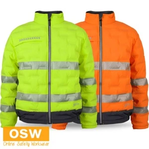 Hi Vis Unisex Day/Night Graphene Waterproof Stretch Shell Work Puffer Jacket - Picture 1 of 16
