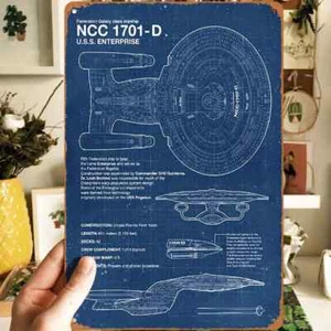 Star Trek Raumschiff USS Enterprise NCC-1701-D 8"x12" Bauplan Metall Blechschild - Bild 1 von 7