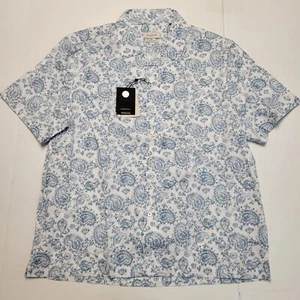 $189 BUGATCHI Jackson Camp Shirt SS Men XL X-LARGE Blue PAISLEY Comfort Stretch - Picture 1 of 7
