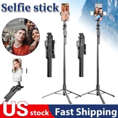 Portable 68" Wireless Remote Selfie Stick Tripod Phone Stand For iPhone Samsung - Image 1 of 4