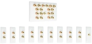 9.1 Surround Sound Audio AV Speaker Wall Face Plate Kit - White - NON SOLDER - Picture 1 of 8