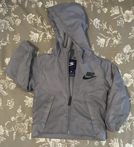 Nike Toddler Boys Hooded Jacket Size 2T Full Zip Lightweight Windbreaker Blue - Picture 1 of 12