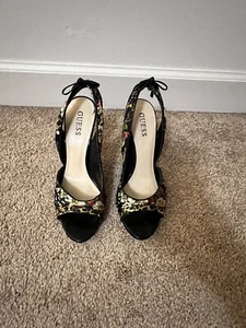 Guess Floral Print Open Toe 4 1/2" Heel Size 8 - Picture 1 of 9