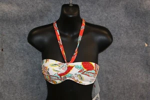 BANDEAU BIKINI OBERTEIL  GRÖSSE 36  VON ESPRIT WEISS BLUMENMUSTER SCHAUMSTOFF - Picture 1 of 1