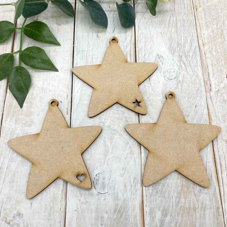 Decorazioni Albero di Natale in Legno MDF Fai da te 10 cm Confezione da 5 stelle