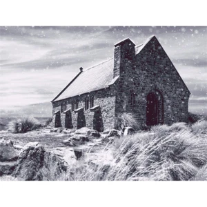 Kirche des Guten Hirten Tekapo Neuseeland BW Home Kunstdruck Leinwand 30x40 cm - Bild 1 von 5