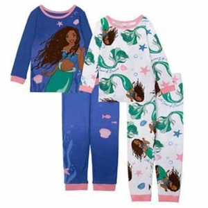 Ariel Character Kids' 4-piece Cotton Pajama Set Size 4T - Picture 1 of 7