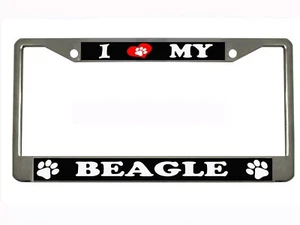 I LOVE MY BEAGLE DOG Metal Auto License Plate Frame Car Tag Holder - Bild 1 von 3