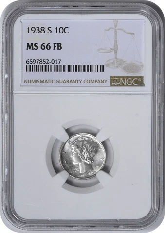 1938-S Mercury Silver Dime MS65FB NGC Cover