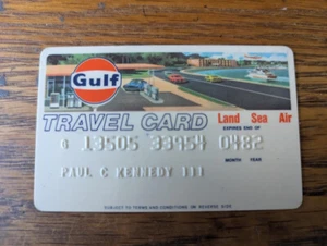 Gulf Travel Card Credit 1980 gas station oil art land sea air paul kennedy vtg - Picture 1 of 1