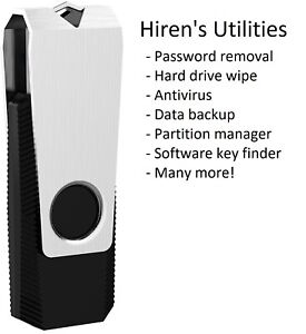 Hiren's utilities USB - Password removal - Hard drive recovery - Diagnostics 