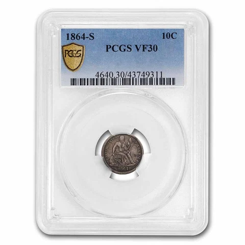 1864-S Liberty Seated Dime VF-30 PCGS - SKU#271368 Cover