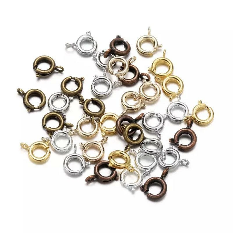 Mixed Colours Spring Ring Clasps 10 Pack - 6mm or 7mm - Jewellery Findings - Image 1 of 2