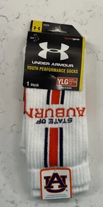 NWT Under Armour AUBURN Youth Crew Performance socks. Size YLG (Shoe Size 1-4) - Picture 1 of 5