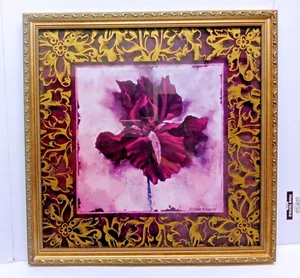 Richard A. Henson Framed Matted Print Peony Iris Red Plum Gold 20"x20" Ornate - Picture 1 of 16