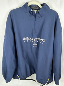 Reebok Men's NFL Dallas Cowboys Equipment 1/4 Zip Windbreaker Pullover Blue XL