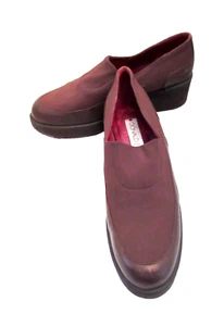 TELA DONALD PLINER MARRÓN, SUELAS GRUESAS LEATHR CUÑA COMODIDAD Mocasines 9M HOZ - Imagen 1 de 12
