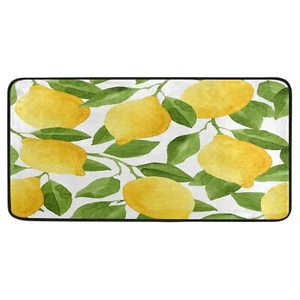 Kitchen Rugs Lemon Yellow Tree Design Non-Slip Soft Kitchen Mats Bath Rug Run... - Picture 1 of 5