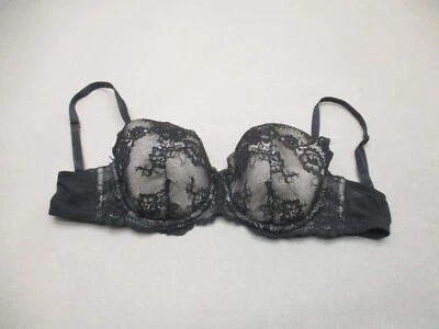 34D H&M Mujer Negro Encaje Forrado Con Aros Cierre Trasero Ajustable Demi Bra 4G Foto 1 de 4