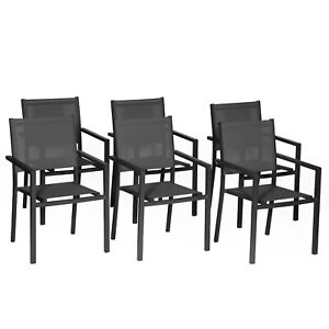 Lot de 6 chaises en aluminium - gris