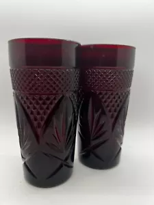 Set Of 2 Cristal D’Arques Durand Antique Ruby Red 6” Glass Cooler Tumblers - Picture 1 of 4