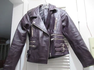 Damen Echt Leder Jacke LILA Slim Fit Biker Motorrad Koza Leder XXS - Bild 1 von 7