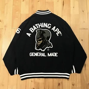 BAPE General sweat varsity jacket a bathing ape NIGO Black Size L - Picture 1 of 10