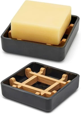 Bamboo Soap Dishes for Bar Soap Holders for Shower for Bathroom Sink Bulk Small  - Image 1 of 4