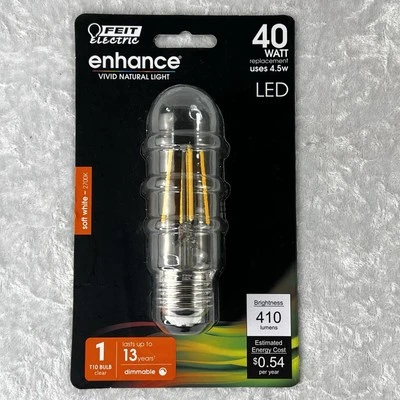 Feit Electric 4.5w LED - BPT1040/927CA - E26 Base - Soft White T10 Bulb - New - Image 1 of 2