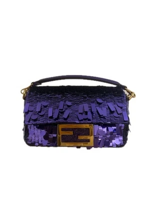 Raro Bolso Fendi Baguette Lentejuelas Púrpura Carrie Bradshaw SATC Mini Cadena Cuentas Foto 1 de 4