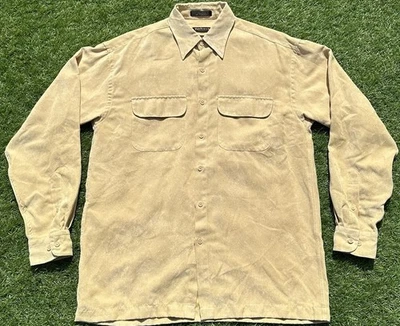 Van Heusen Shirt Mens Size Small Soft Suede Button Up Beige Long Sleeve - Image 1 of 4