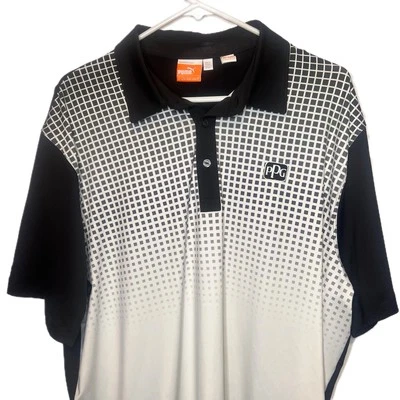 Puma PPG 20 Year Club Golf Polo Shirt Men’s L Black White Pattern Performance - Image 1 of 4