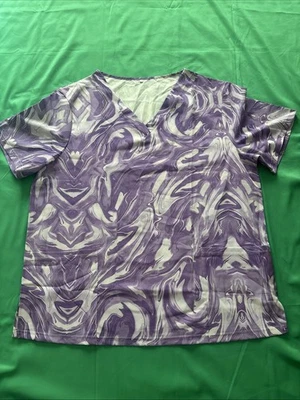 Women's Scrubs top Purple/white short sleeve Nurse Medical Size XL - Image 1 of 4