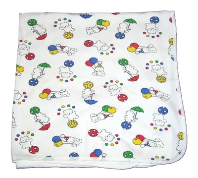 Vintage Carters Primary Color Circus Bear Balloons Cotton Baby Blanket Lovey - Image 1 of 3