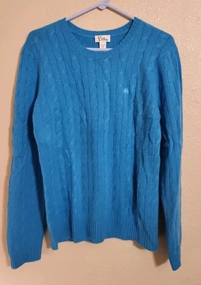 Suéter Lilly Pulitzer Cable Cashmere en Azul Aqua Talla L Foto 1 de 4