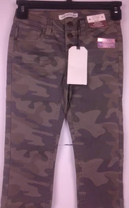 Vanilla Star Girls Skinny Adjustable Waist Band Green Camo Jeans Size 7 - New - Picture 1 of 12
